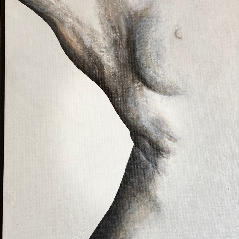 Nude original painting Body in shade singned, artist J Cruz acrylic hand painted - Picture 3 of 9